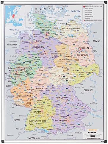 Bi-Silque MAP0101002 Germany Map, Laminated or Magnetic, full color