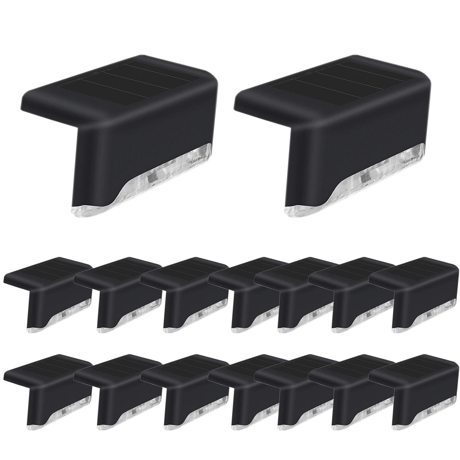 Codian 16 Pack Solar Deck Light, Solar Deck LED Lights for Outdoor, Waterproof LED Lights for Step, Railing, Wall, Patio, Garden, Stair, Yard and Driveway Path (Warm White)