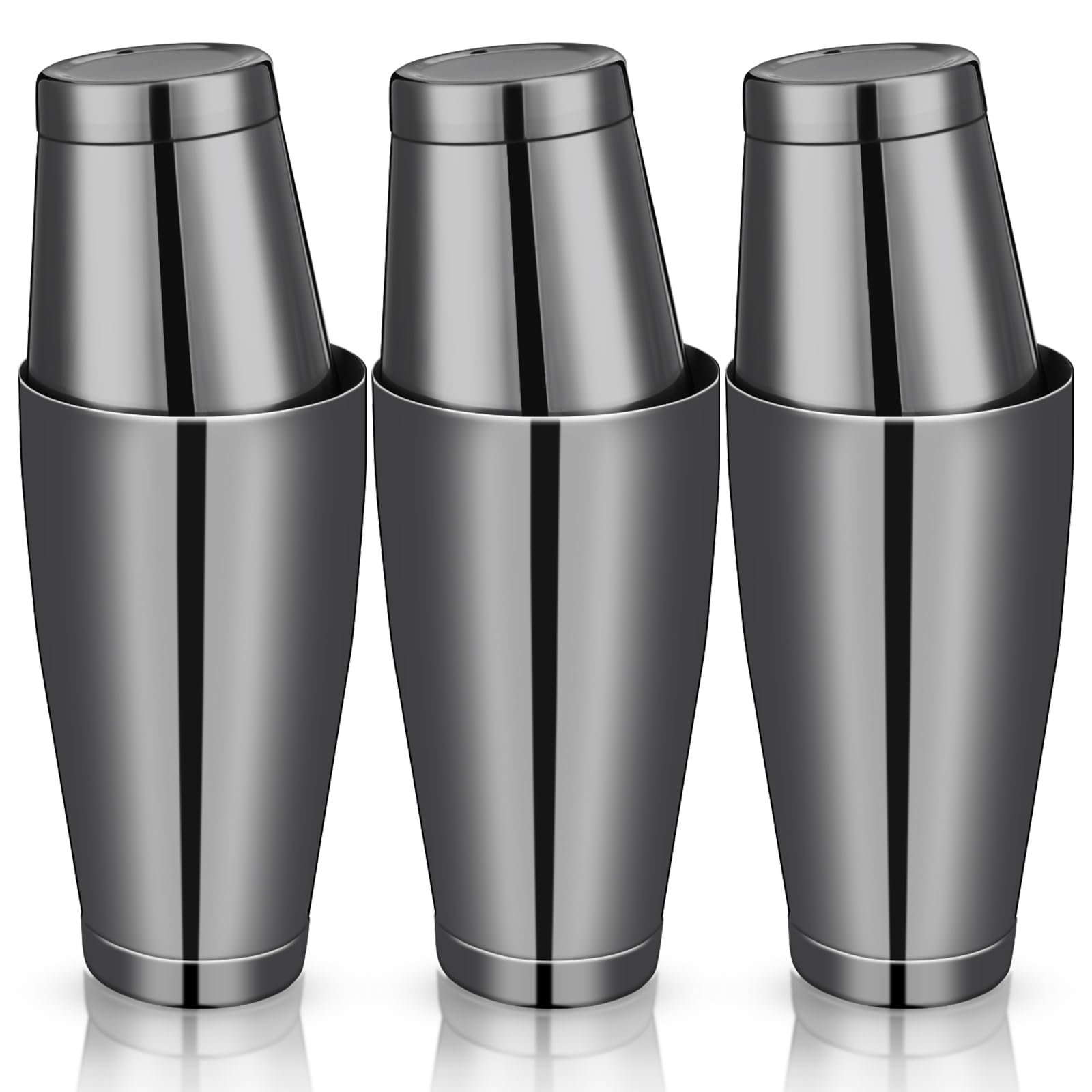 Photo 1 of Sabary 6 Pcs Cocktail Shakers Professional Bar Shaker Boston Set Stainless Steel Martini Drink Mixer Basic Tool Weighted Shake Metal Can Cocktail Shaker Set, 18 Oz, 28 oz (Black)