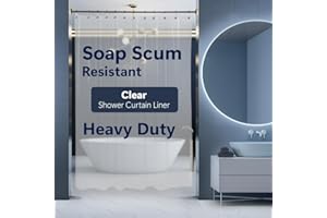 Epica Shower Curtain – Strongest Heavy-Duty Clear Vinyl 72x72 Shower Curtain Liner – Stain & Soap Scum Resistant with Rust-Proof Metal Grommets (Clear)