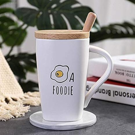 Amazon Honana マグカップ おしゃれ 磁器 スプーン360mlと蓋付きポーチドエッグティーコーヒーカップ 飲料カップギフトオフィスカップ広場口 かわいい 高級 贈り物 雑貨 デミタスカップ エスプレッソカップ オンライン通販