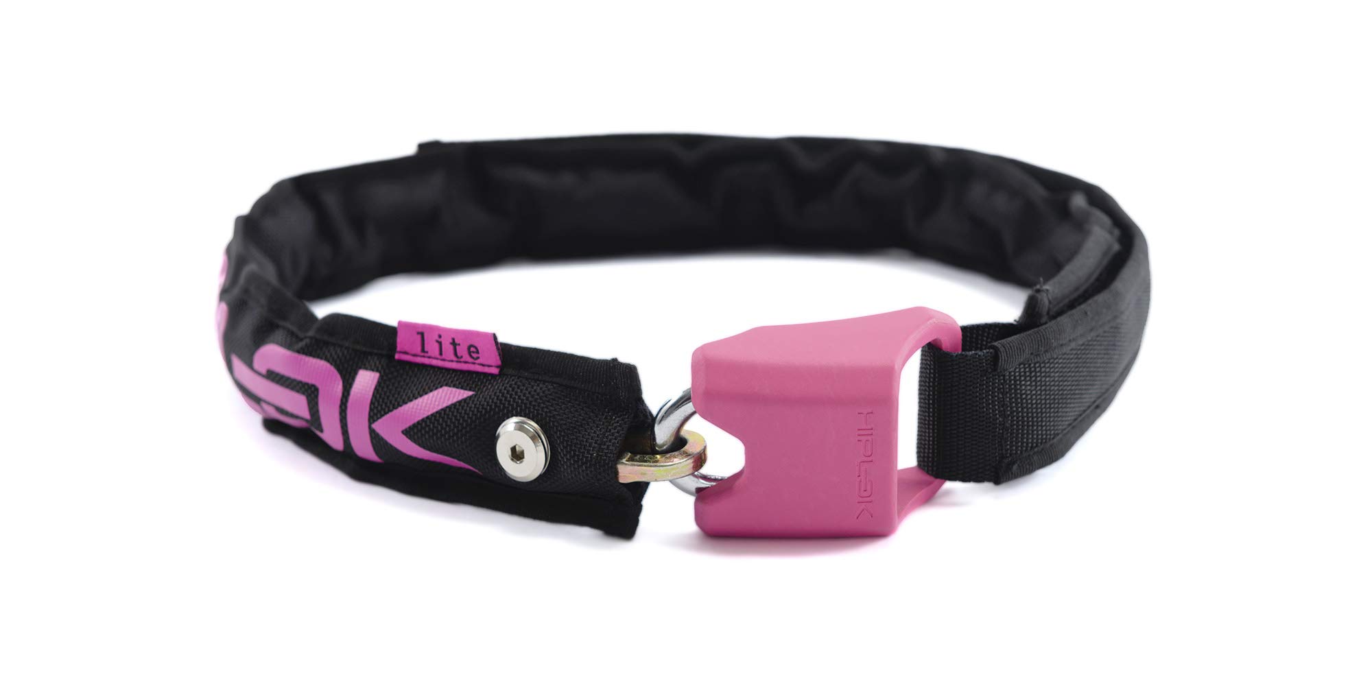 Hiplok LITE Wearable Bike/Bicycle Chain Lock - Black/Pink. Lightweight 1Kg. 75cm x 6cm with 8mm Shackle. Chain for Bicycle Lock. 10 Year Warranty