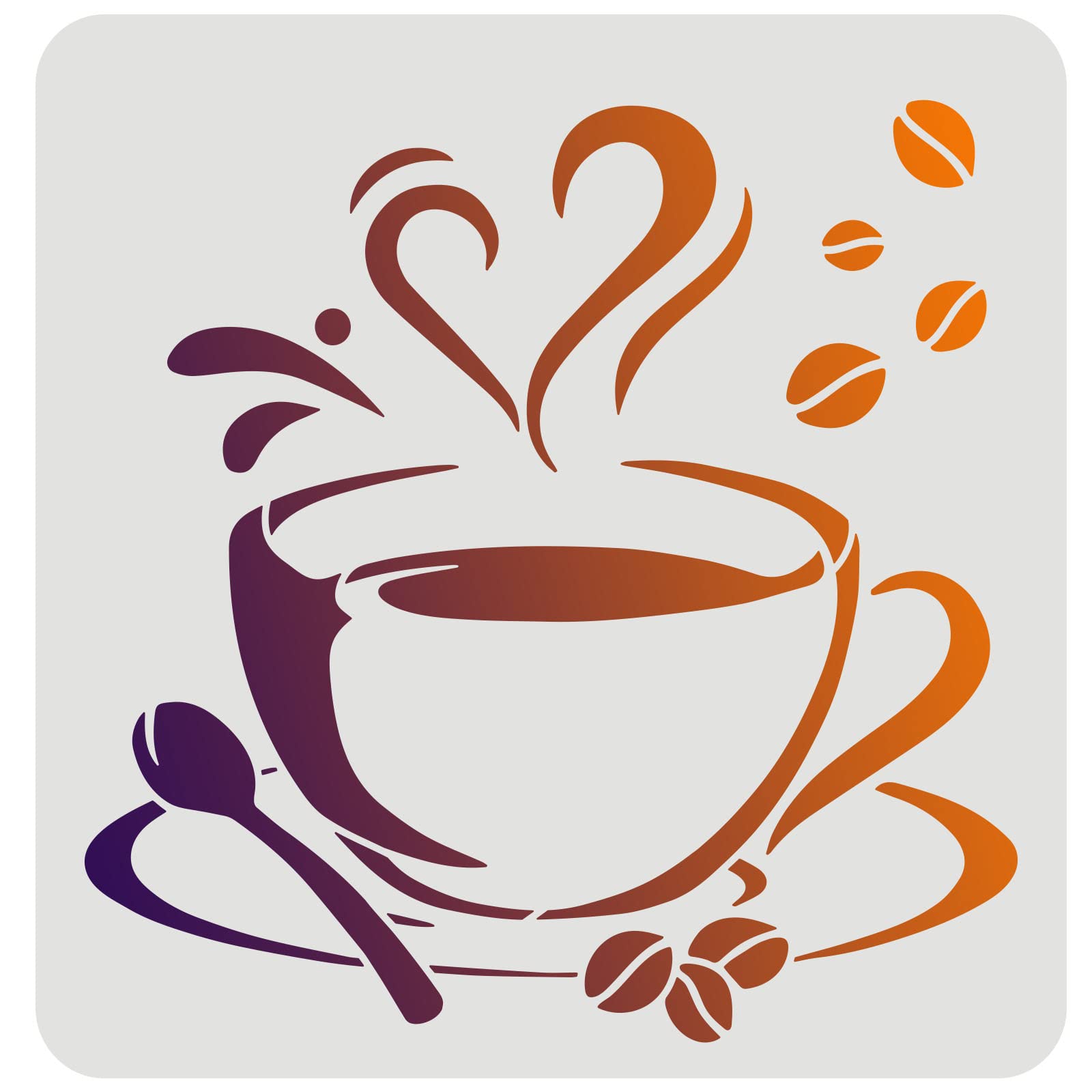 FINGERINSPIRE Coffee Cup With Steam Stencil 30x30cm - Reusable for Bar Decoration, Painting on Furniture, Wall, Fabric, Paper