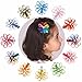 LCLHB Toddler Small Rhinestone Flower Bow Partially Lined Alligator Clip 12 Pack