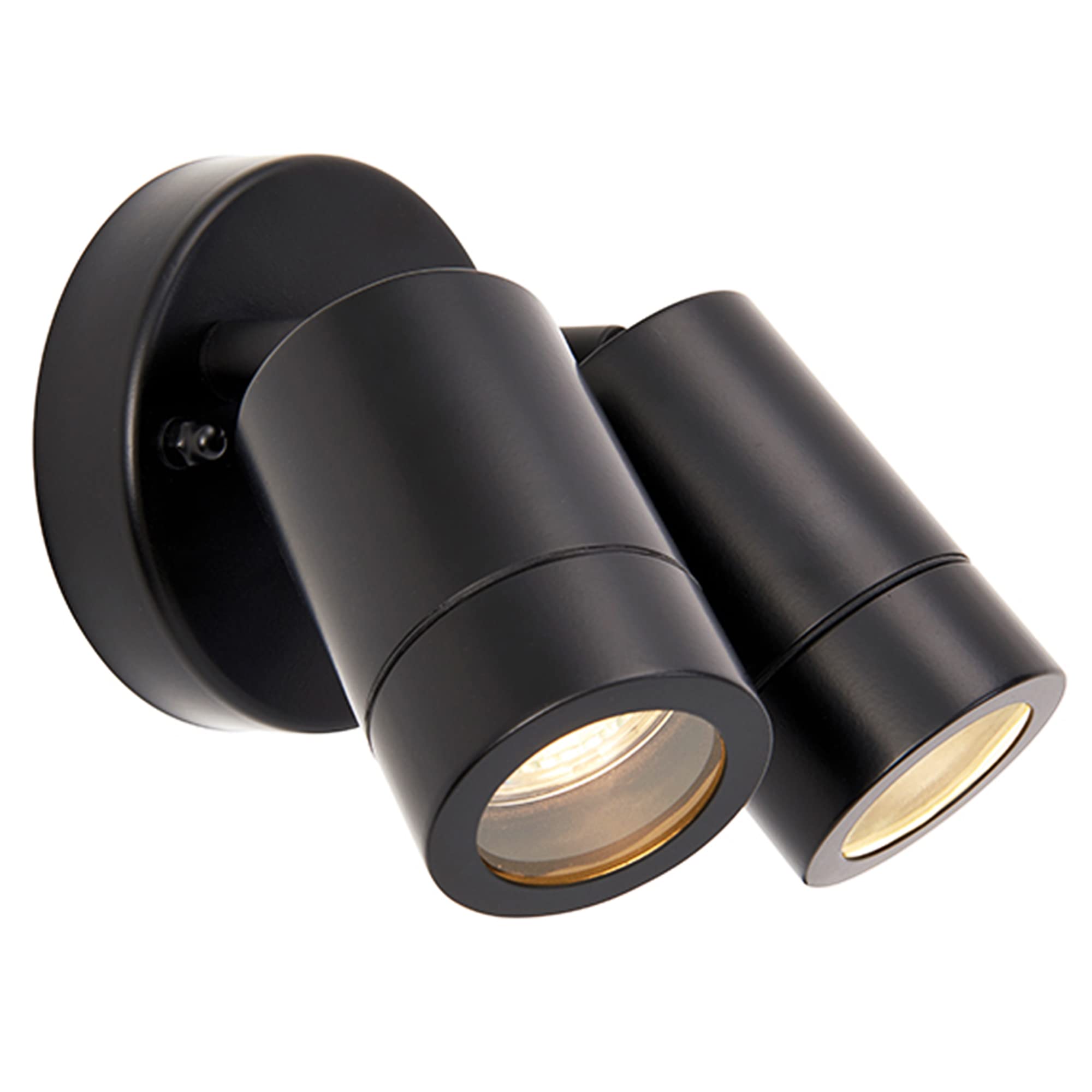 Endon Palin Twin Outside Lights - Outdoor Wall Lights - IP44 Rated Mains Powered Security Lights Spotlights - Matt Black Finish - Requires 2X 7W LED GU10 (Not Supplied)