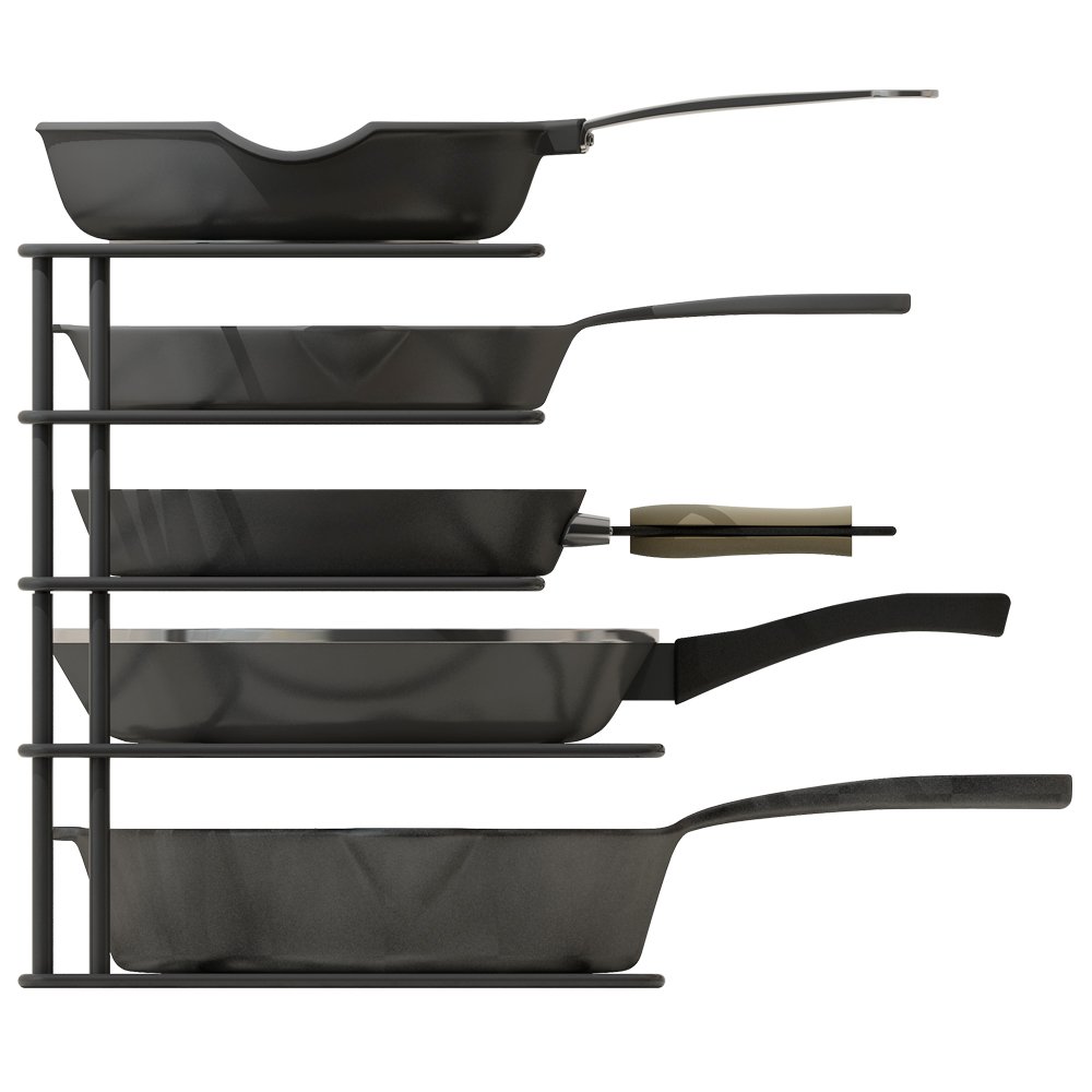 ZESPROKA Kitchen Cabinet Pot and Pan Organizer, Pot Lid Rack, Black