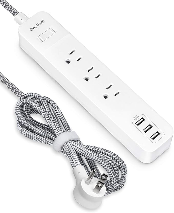 Slim Power Strip with 3 Outlet 3 USB Ports(1625W/13A
