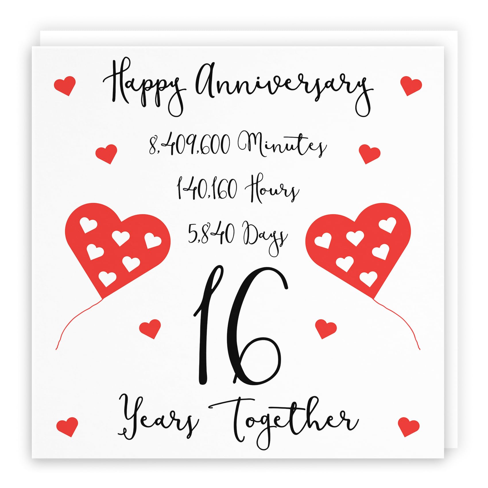 Hunts England - 16th Wedding Anniversary Card - 16 Years Together - Happy Anniversary - Timeless Collection