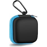 MOLOVA Square Earbud Case Portable EVA Carrying Case Storage Bag Tech Pouch Cell Phone Accessories Organizer with Carabiner for Earphone, Earbud, Earpieces, SD Memory Card, Camera Chips, Blue