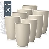 Wrova Wheat Straw Cups 8 PCS Good Alternative to Plastic Reusable Cups 20 oz Unbreakable Drinking Cup Reusable Dishwasher Safe Water Plastic Glasses Beige Series