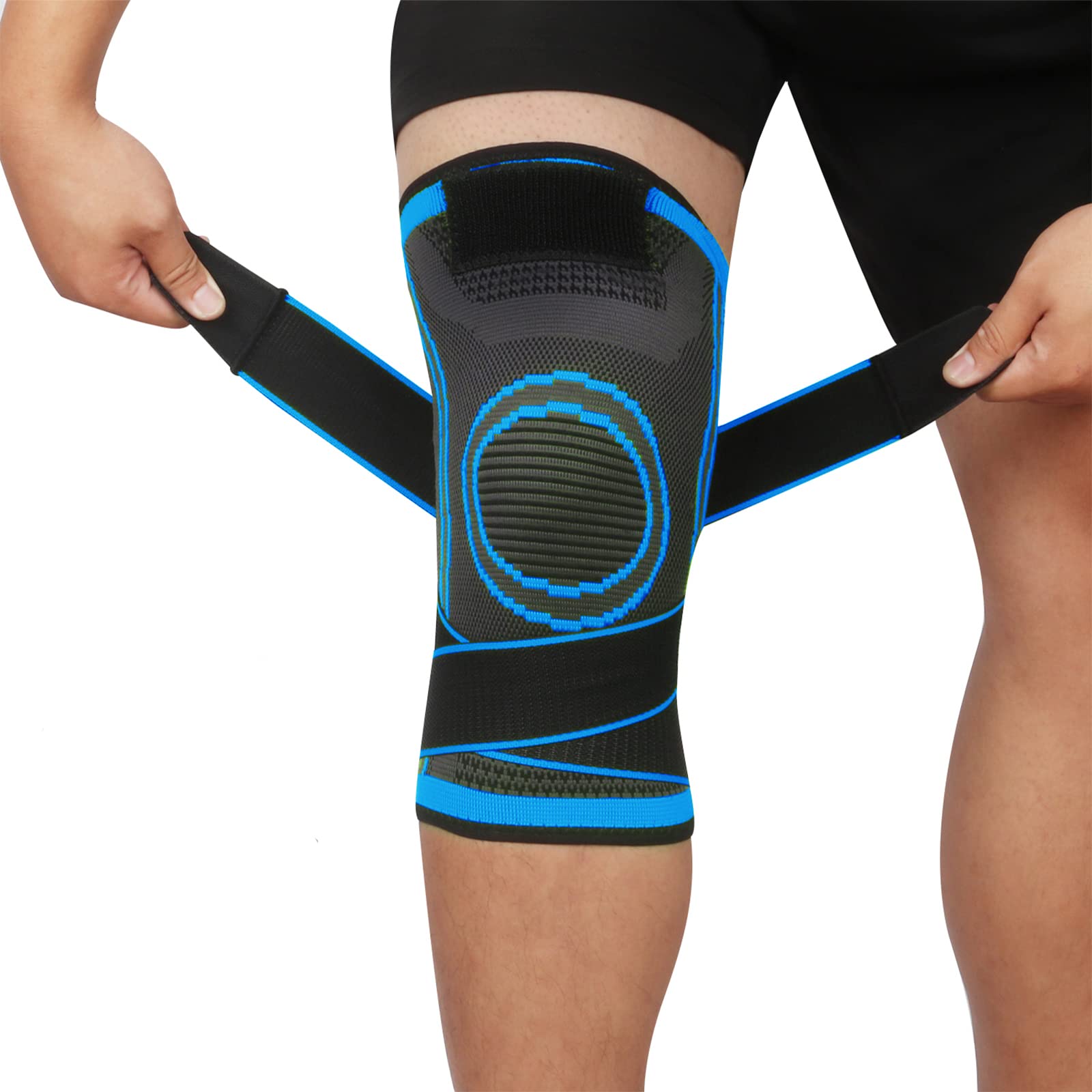 lenpestia Knee Supports 2 Pack Knee Brace with Adjustable Strap Compression Knee Sleeves for Running Joint Pain Arthritis Meniscus Tear Cartilage Damage Tendonitis Quick Recovery Unisex (Blue, S)