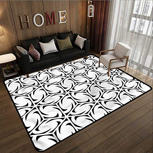 Black and White,Soft Area Children Baby Playmats 36"x 60" Monochrome Grid All Weather mats