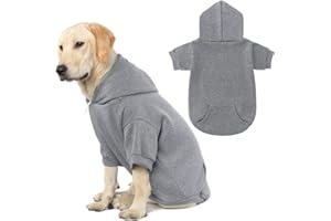KOOLTAIL Basic Dog Hoodie - Soft and Warm Dog Hoodie Sweater with Leash Hole and Pocket, Dog Winter Coat, Cold Weather Clothes Sweatshirt for Small Medium Large Dogs Puppy Cat Boys Girls Grey L