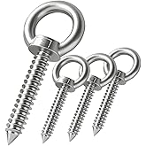 4 Inch Heavy Duty Screw Eyes Hooks ,4Pcs Self Tapping Eyelet Screw Eye Bolt,Load Capacity 500 Lbs,Wooden Large Screw Eye Hook ,for Hanging, Tie-Downs, Heavy-Duty Applications.(M8)