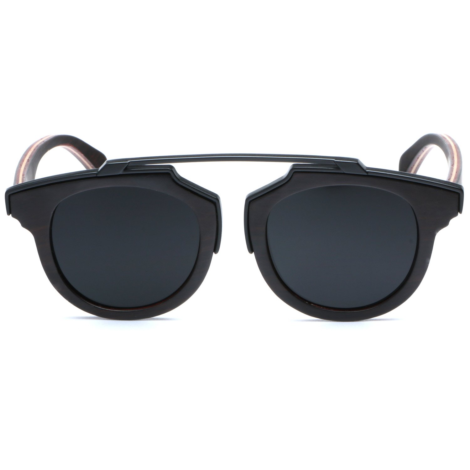 Ablibi Skateboard Wood Sunglasses Polarized Mens Retro Brand Designer Wood Shades for Women (ebony, gray)