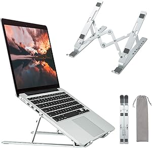 Laptop Stand Portable, KOOPAO Notebook Holder Adjustable Foldable Ventilated Desk Tablet Aluminum Compatible for New Apple MacBook Pro Air and Asus Samsung HP Dell Acer 9 to 15.6 inch