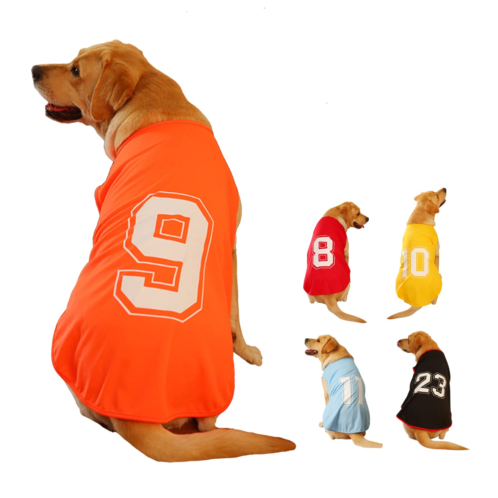 Dog Shirt Number Printed Summer Basic Vest Puppy Breathable T-Shirt Pet Sleeveless Tank Top Clothes for Large Medium Small Dogs (Medium, Orange)