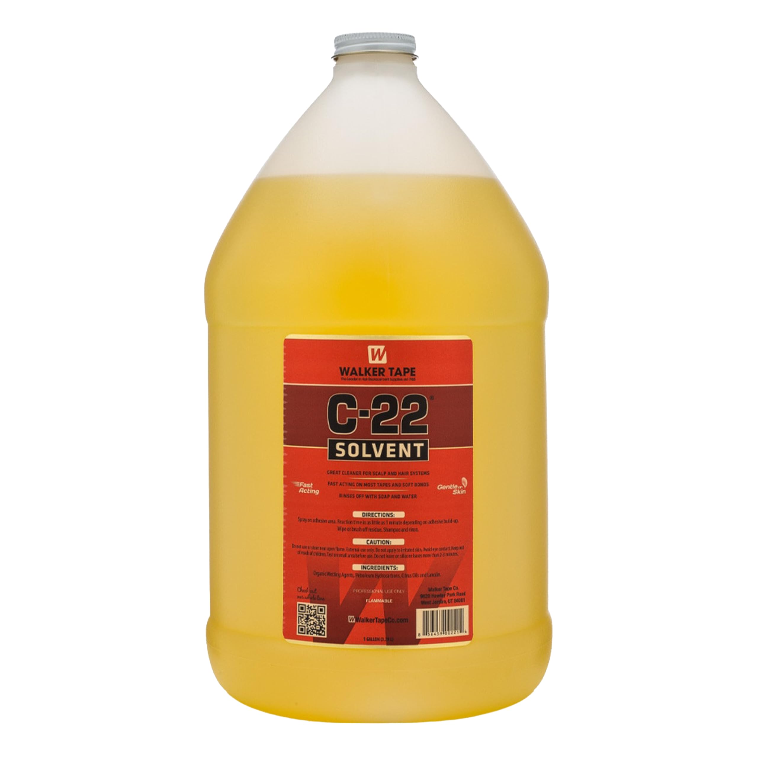 Walker Tape C-22 Solvent Gallon 128 oz, Fast-Acting Adhesive Remover for Wig Tape, Lace Systems, and Tape in Hair Extensions Human Hair, Oil-Based Skin-Safe Citrus Bond Remover for Hairpiece Cleanup Image