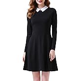 Aphratti Women's Long Sleeve Peter Pan Collar A-Line Fit Flare Skater Dress Casual Fall Halloween Costumes Adult 2025