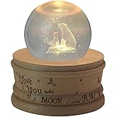 SOMOBOX Gift Wrapped Music Box K9 Crystal Ball with Projection and Rotating Wooden Base, 3D Effect Decorative Ball for Women Mom Girls Birthday,Mother's Day,Valentine's Day Gifts (Polar Bear, Round)