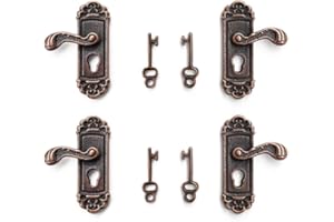 Odoria 1/12 Scale Miniature Door Knob 2 Pair Left and Right Handle Dollhouse Accessories, Bronze