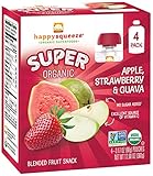 Happy Squeeze Organic Superfoods, Organic Apple Strawberry Guava, 3.17 Ounce (Pack of 16)
