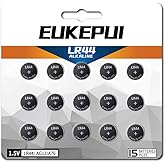 EUKEPUI 15 Count-LR44 Batteries，A76 AG13 1.5V Alkaline Button Cell Battery