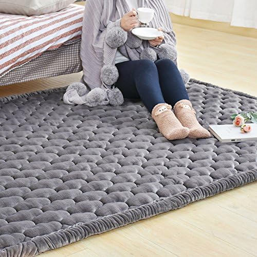 Gray full of carpet,Simple solid color crawling mat japanese-style machine washable bedroom bedside crawl tatami rug-B 150x200cm(59x79inch)