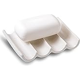 Soap Dish, Draining Ceramic Soap Holder Fluted Design Bar Soap Holder for Shower Bathroom, Soap Saver, Gift for Women Man, White 1 Pcs