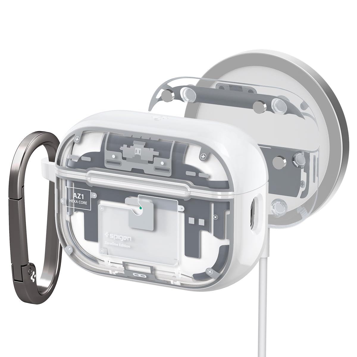 Spigen Ultra Hybrid MagFit Case Compatible with AirPods Pro 2nd Generation (2022) - ZeroOne White