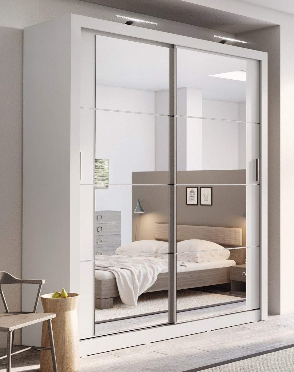 Arthauss Modern Bedroom Mirror Sliding Door Wardrobe ARTI 3 in Matt White 181cm without LED sold