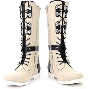 WEOOAR Mens Tall Boots Medieval Renaissance Pirate Cosplay Shoes Halloween Costume Boots Steampunk