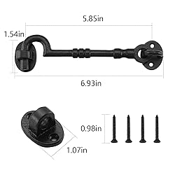 WellMade 6" Hook and Eye Latch for Door, Rust-Proof