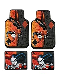 NUEVO diseño 10 piezas DC Comic Harley Quinn Car Seat Covers Floor Mats y volante Cover Set con aire ambientador