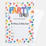 YLAB 20 Birthday Invitations with Envelopes Colourful Party Time Polka Dot view 1