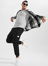 JMIERR Mens Casual Cargo Pants Elastic Waist