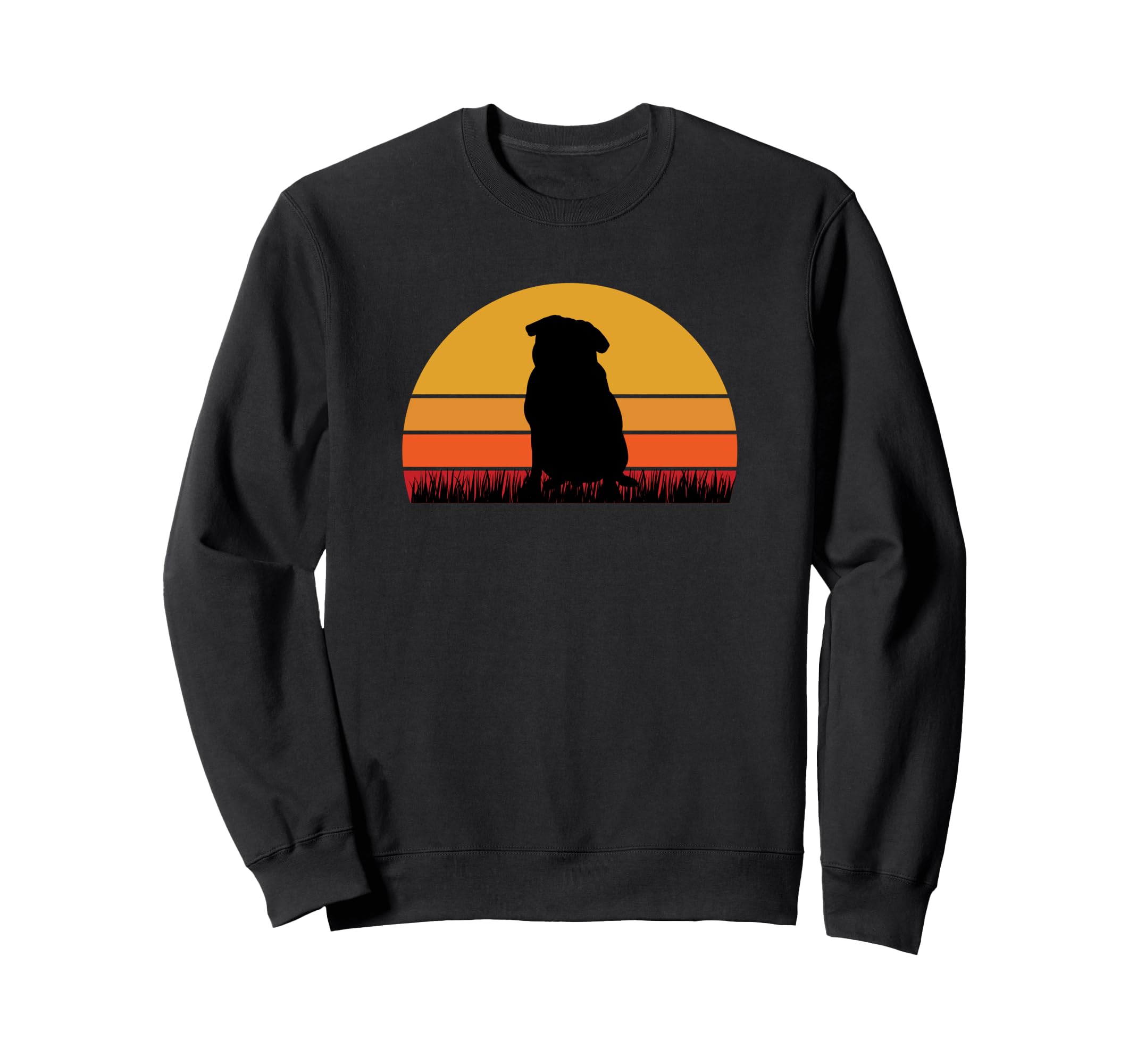 Pug Dog Doggie Pup Puppy Sunset Orange Black Retro Cute Sweatshirt