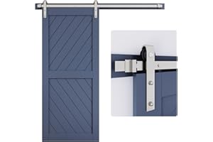 EaseLife 6.6 FT Brushed Nickel Sliding Barn Door Hardware Track Kit,Basic J Pulley,Heavy Duty,Slide Smoothly Quietly,Easy Install (6.6FT Track Kit for 36"~40" Wide Single Door)