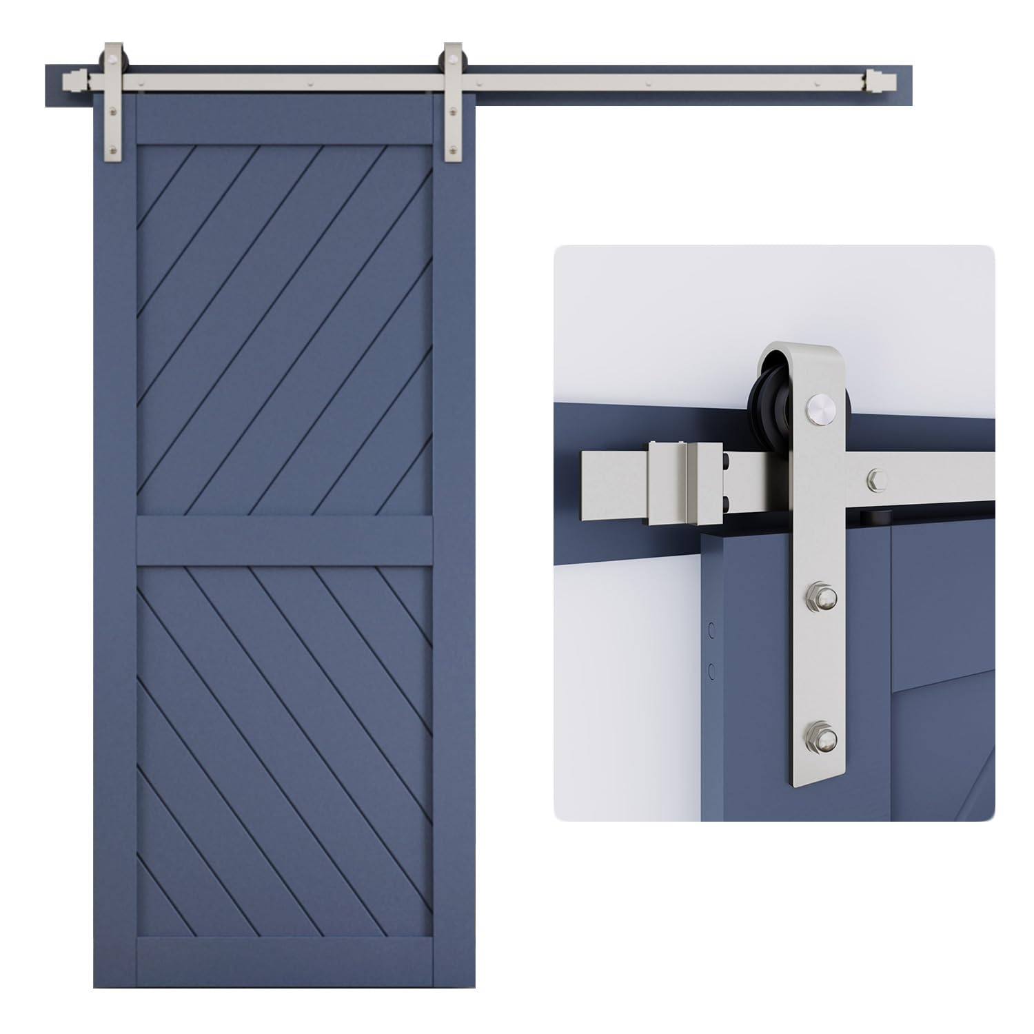 Photo 1 of EaseLife 6.7 FT Brushed Nickel Sliding Barn Door Hardware Track Kit,Basic J Pulley,Heavy Duty,Slide Smoothly Quietly,Easy Install (6.7FT Track Kit for 36"~40" Wide Single Door)