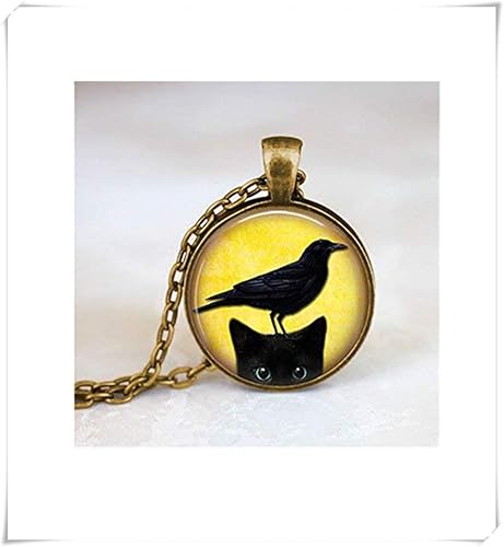 Jun Chat Noir Corbeau Collier Collier Bijoux De Chat Black