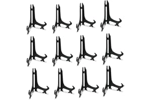 Artliving 3" Black 12pcs/set Plastic Easels Plate Display Stands Picture Frame Stand Holder