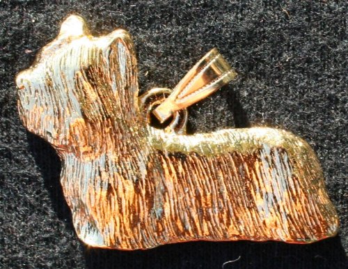 Skye Terrier Dog 24k Gold Plated Pewter Pendant