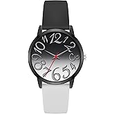 Bisley 37MM Women Watch Patchwork Silicone Watch Big Face Easy to Read Waterproof Watch