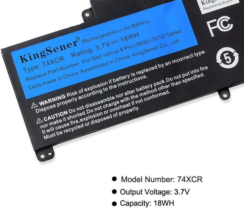 Amazon Com Kingsener Li Polymer Battery 74xcr For Dell Venue 8 Pro 50 Tablet Pc 074xcr 74xcr 3 7v 18wh Home Audio Theater