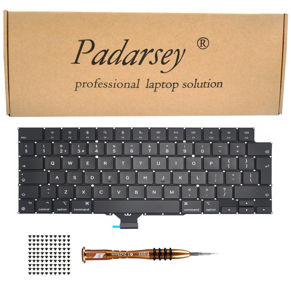 Pardarsey Replacement UK Layout Keyboard Compatible with MacBook Pro 14" A2442, 16" A2485 2021 with Keyboard Screws and Screwdriver