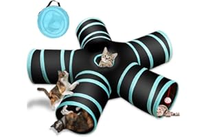 Cat Tunnel Toy 5 Way, Collapsible Pet Play Tunnel Tube with Storage Bag for Cats, Puppy, Rabbits, Guinea Pig, Indoor and Outd