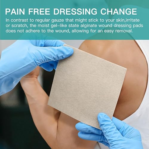 dimora silver alginate dressing Dimora Silver Aginate Wound Dressing 4" x 4" 10 pack- Highly Absorbent, Ideal for Moderate to Heavy Exudate Wounds