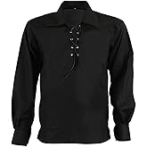 Allsafe Traders Scottish Ghillie Kilt Jacobite Jacobean Shirt (M - 40''-42'') Black