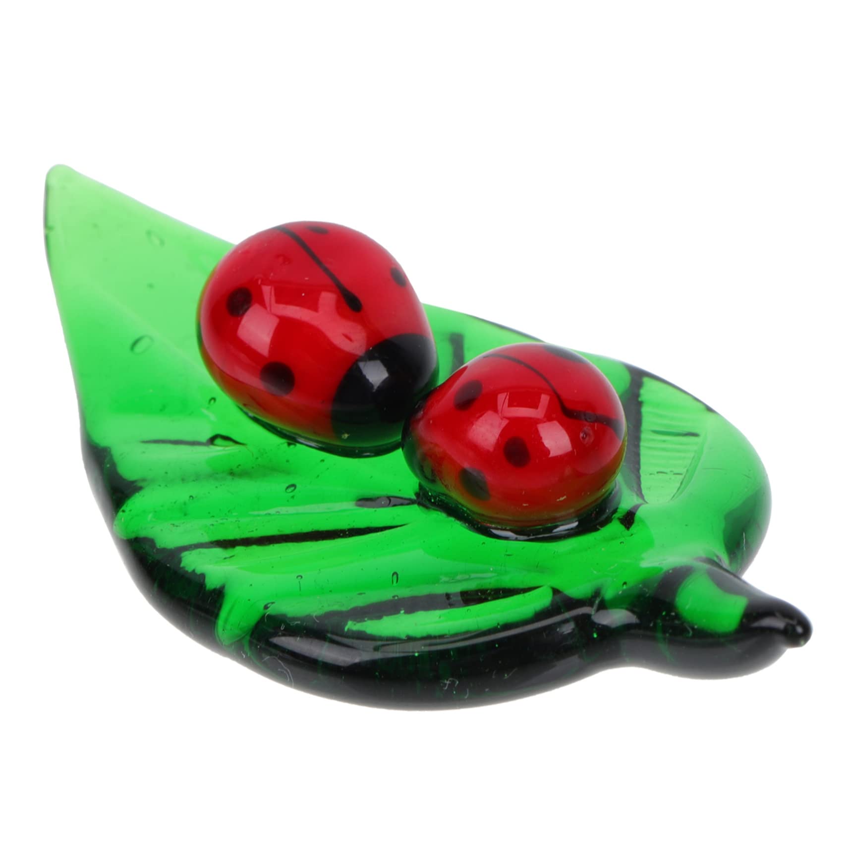 Gogogmee Ornaments Ladybug Ornament Stained Glass Ornaments Red Glass Ornaments Garden Sculpture Ladybird Ladybugs Outdoor Decor Craft Green