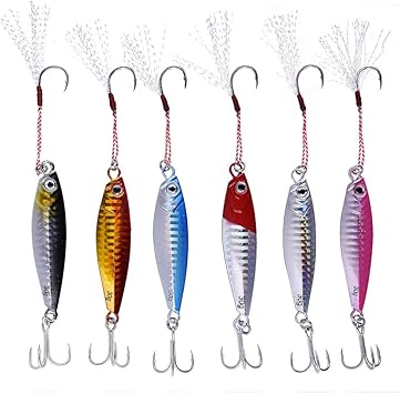 Amazon Tomkity メタルジグ 30g 7cm 6個セット6色セット アシストフック付き ワラサ ブリ 釣り ジギング オールシーズン対応 シーバス ヒラメ マゴチ タチウオ サゴシ ハマチなど適用 Tomkity ルアー